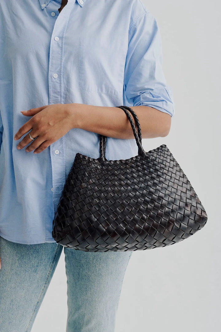 Dragon Diffusion - Santa Croce Small Black - Woven Leather Bag Handmade