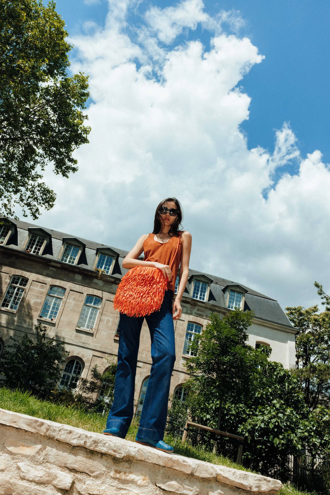 Dragon Diffusion - Woven Leather Bag - Fringe Hobo Orange