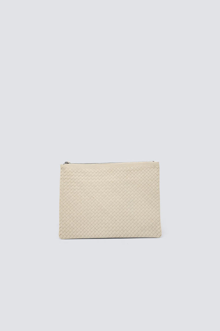 Dragon Diffusion - Woven Leather Bag - A4 Pochette Pearl