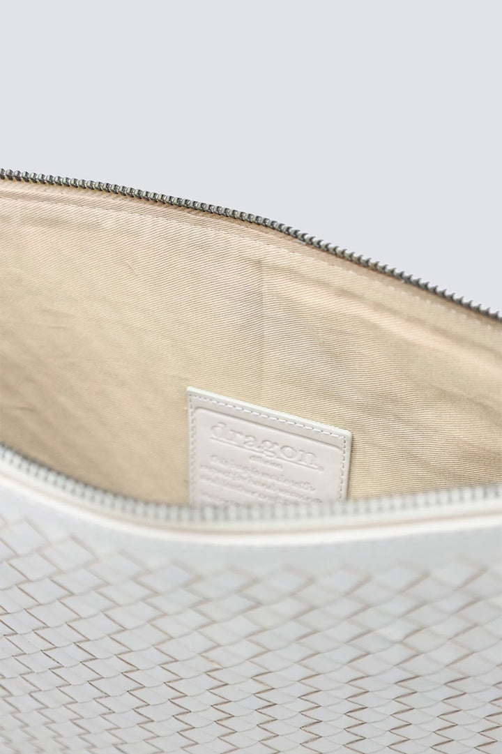 Dragon Diffusion - Woven Leather Bag - A4 Pochette Pearl