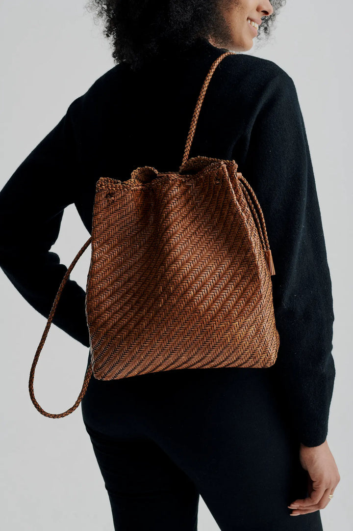 Dragon Diffusion - Backpack Tan - Woven Leather Bag Handmade