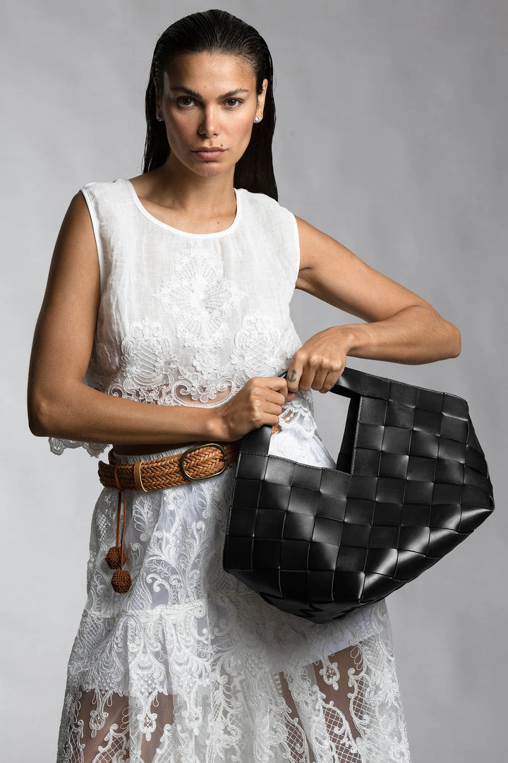 Dragon Diffusion - Botteghe Black - Woven Leather Bag Handmade