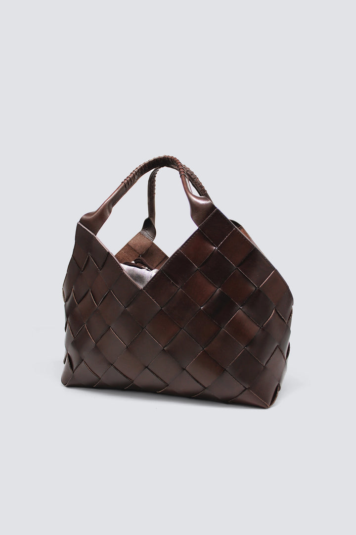 Dragon Diffusion - Castello Dark Brown - Woven Leather Bag Handmade