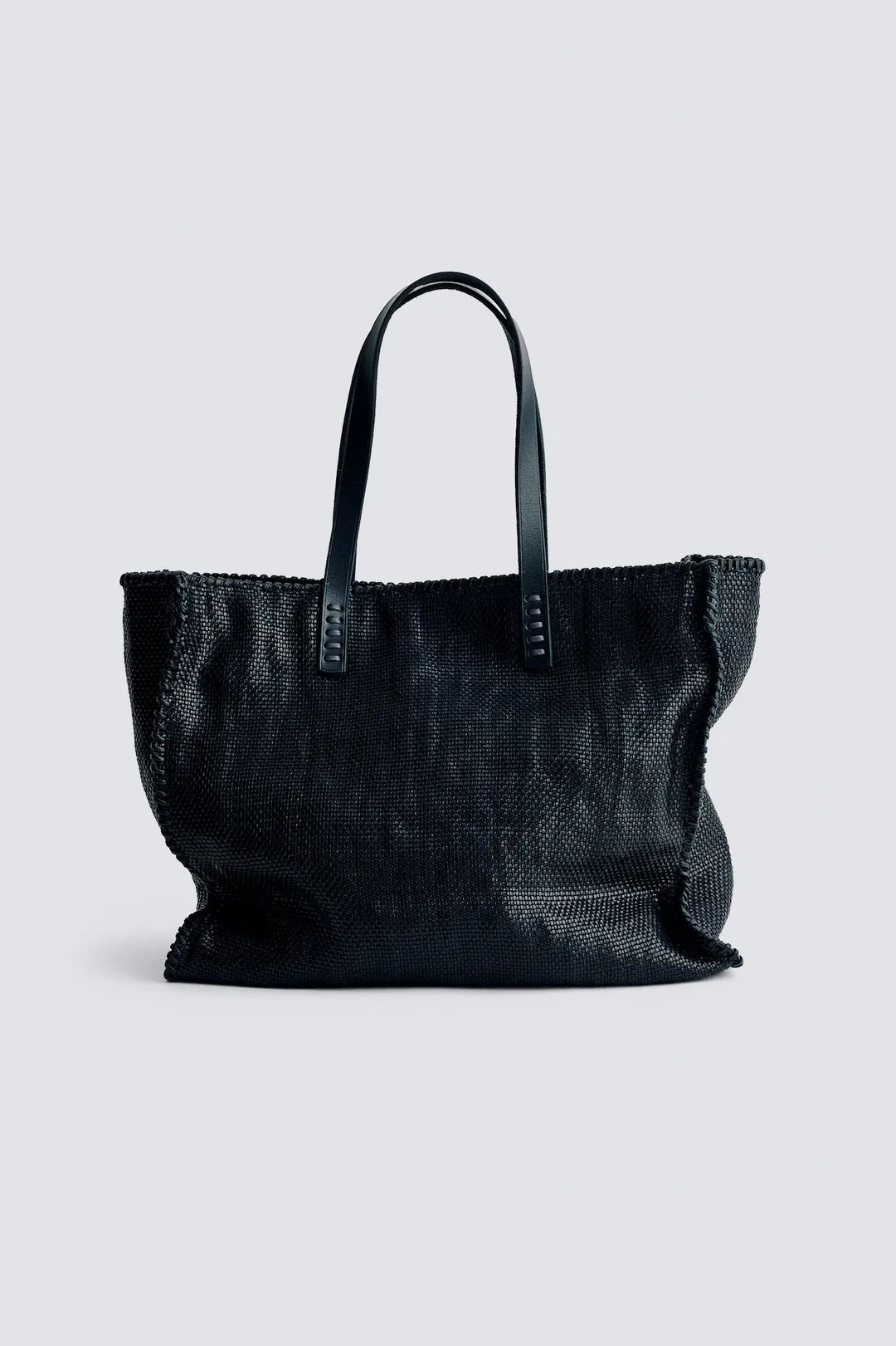 Dragon Diffusion - Check Tote Black - Woven Leather Bag Handmade