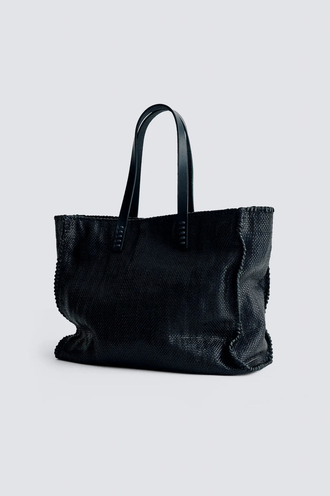 Dragon Diffusion - Check Tote Black - Woven Leather Bag Handmade