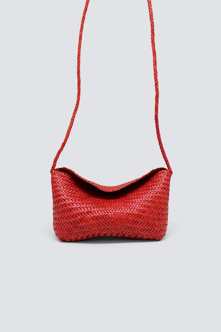 Dragon Diffusion - Corsina Poppy Red - Woven Leather Bag Handmade