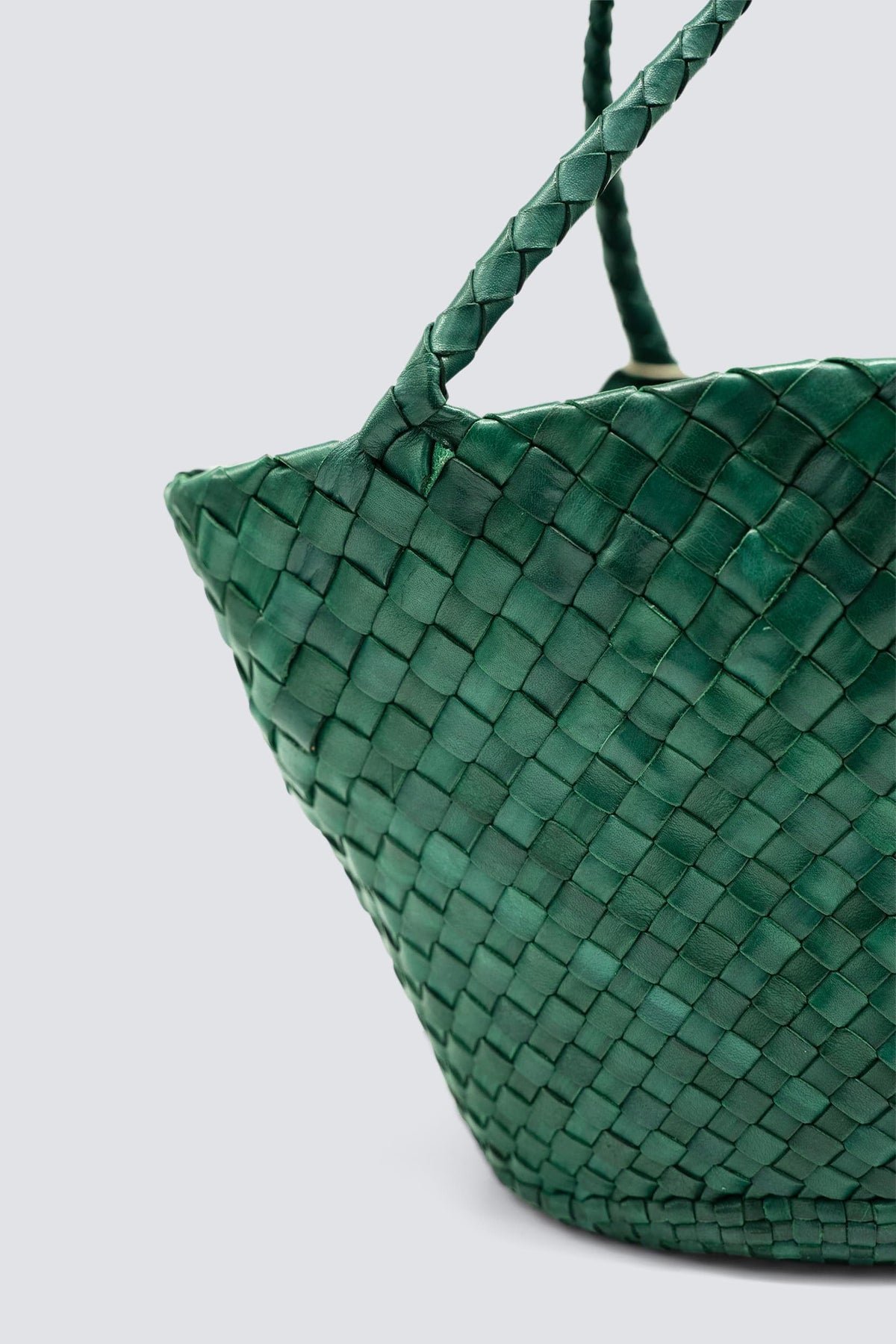 Dragon Diffusion - Egola Forest Green Woven Leather Bag