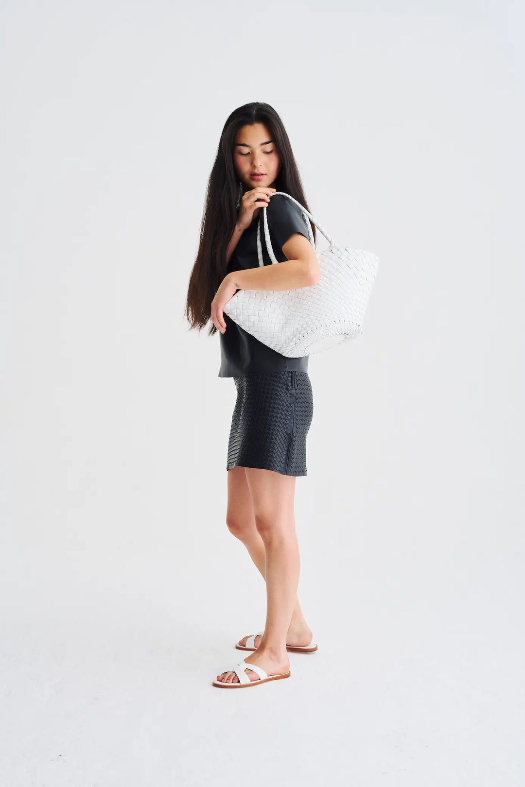 Dragon Diffusion - Egola White - Woven Leather Bag Handmade