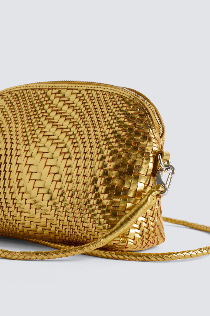 Dragon Diffusion - Fellini Optical Gold Foil - Woven Leather Bag Handmade