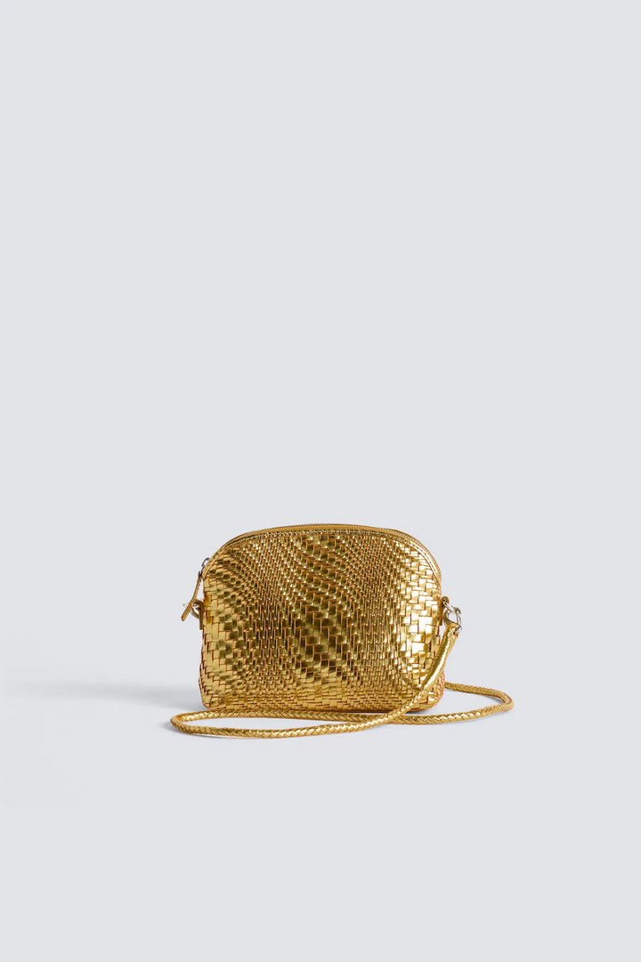 Dragon Diffusion - Fellini Optical Gold Foil - Woven Leather Bag Handmade