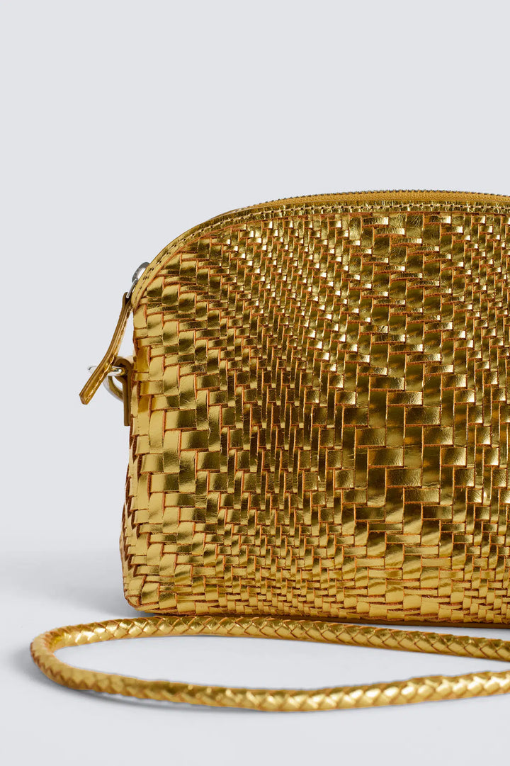 Dragon Diffusion - Fellini Optical Gold Foil - Woven Leather Bag Handmade