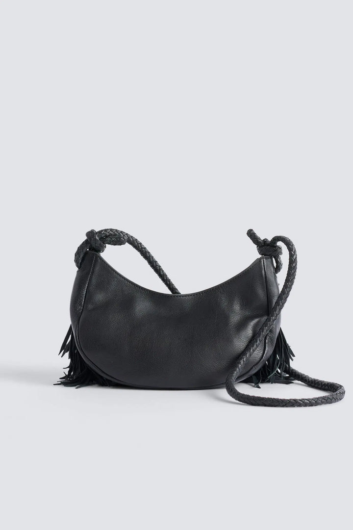 Dragon Diffusion - Fringe Sling Black - Woven Leather Bag Handmade