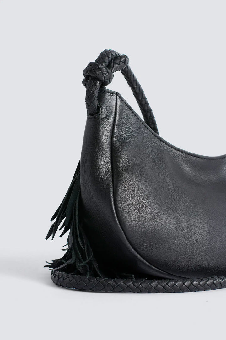 Dragon Diffusion - Fringe Sling Black - Woven Leather Bag Handmade