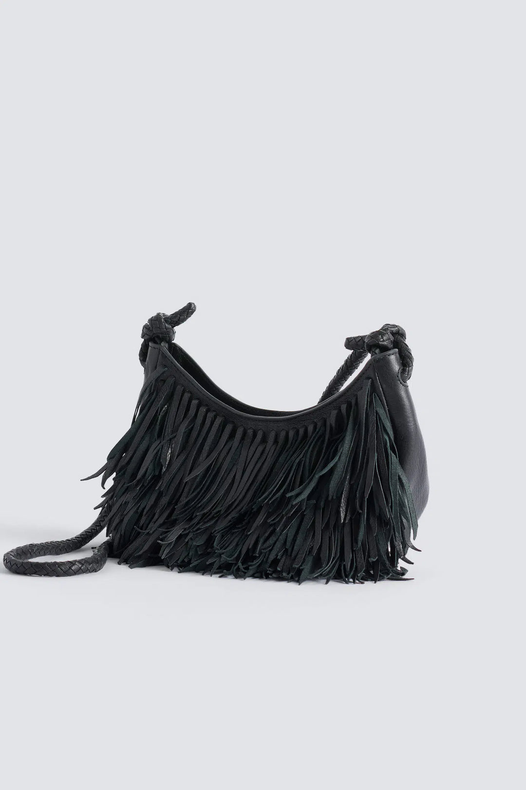 Dragon Diffusion - Fringe Sling Black - Woven Leather Bag Handmade
