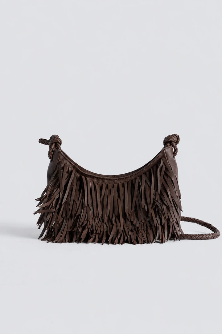 Dragon Diffusion - Fringe Sling Dark Brown - Woven Leather Bag Handmade