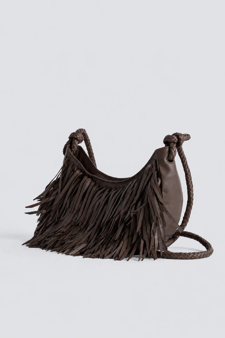 Dragon Diffusion - Fringe Sling Dark Brown - Woven Leather Bag Handmade