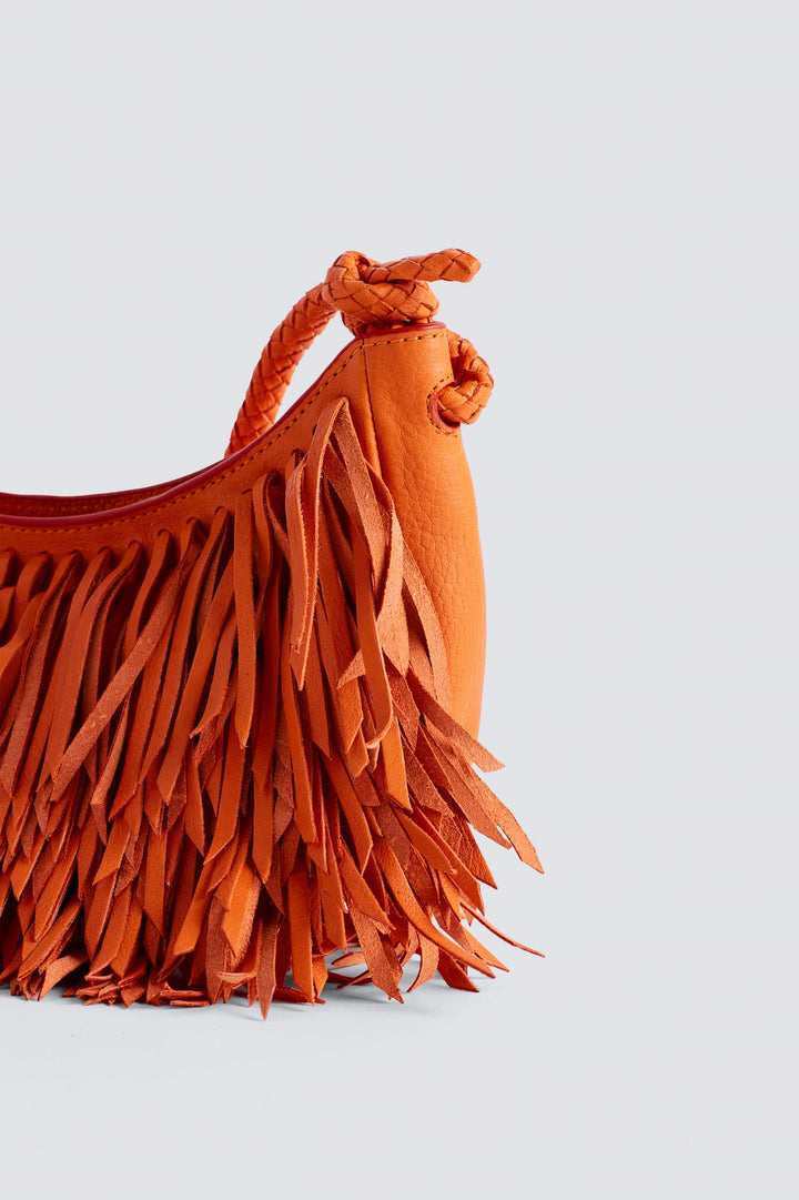 Dragon Diffusion - Fringe Sling Orange - Woven Leather Bag Handmade