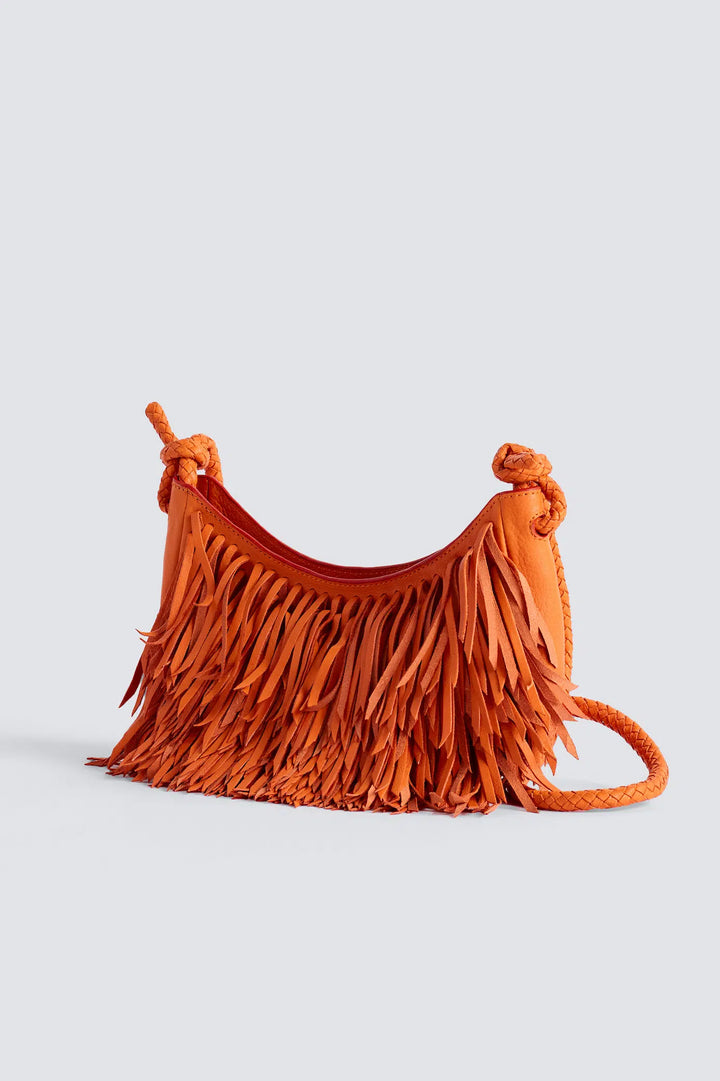 Dragon Diffusion - Fringe Sling Orange - Woven Leather Bag Handmade