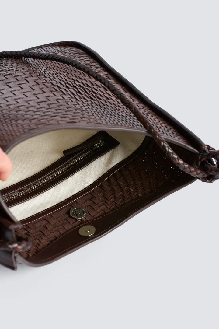 Dragon Diffusion - Glendhu Optical Dark Brown - Woven Leather Bag Handmade