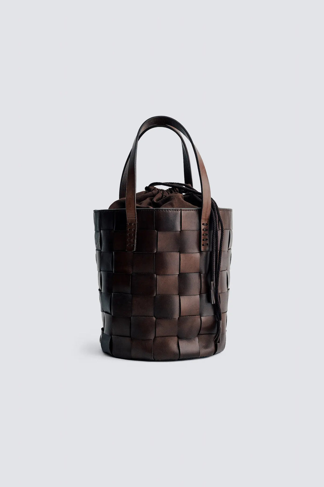 Dragon Diffusion - Japan Bucket Dark Brown w/ lining Dark Brown - Woven Leather Bag Handmade