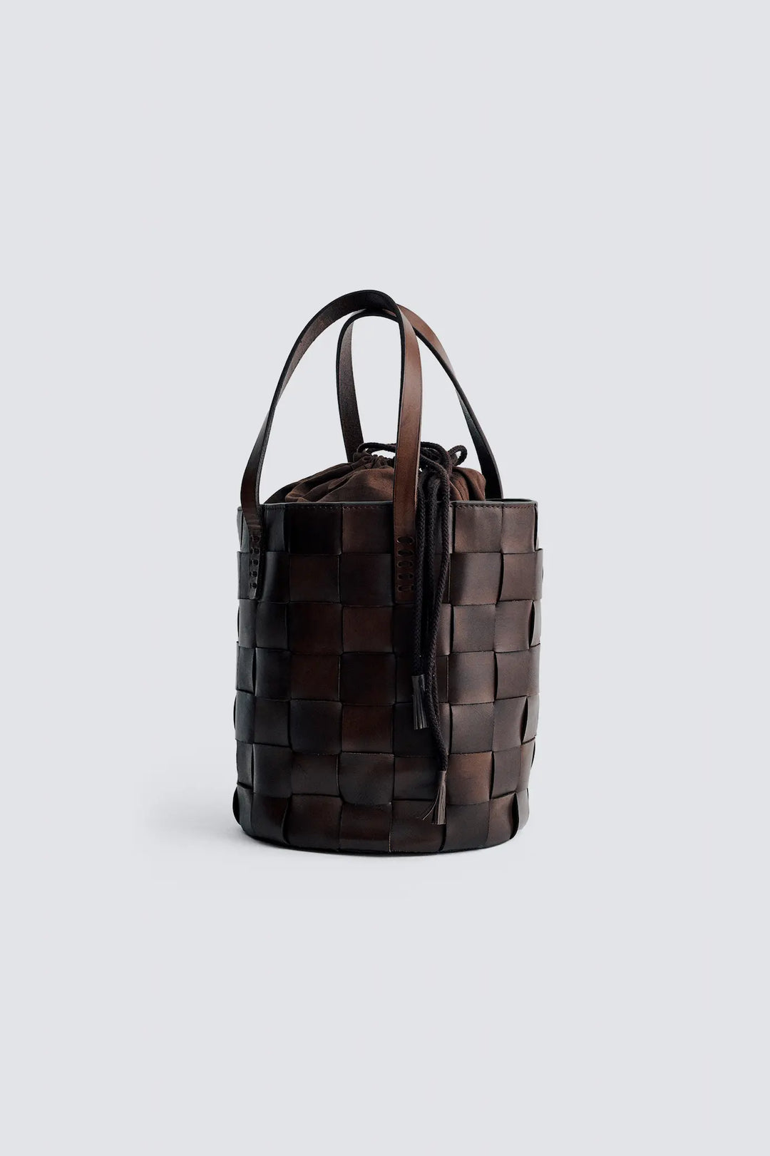 Dragon Diffusion - Japan Bucket Dark Brown w/ lining Dark Brown - Woven Leather Bag Handmade