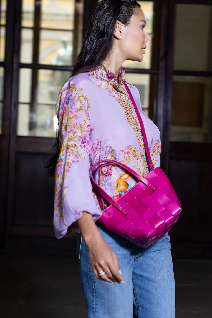 Dragon Diffusion - Japan Mini Fushia - Woven Leather Bag Handmade