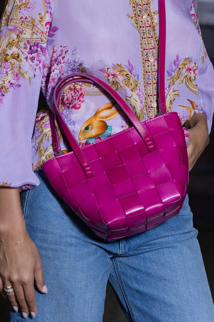 Dragon Diffusion - Japan Mini Fushia - Woven Leather Bag Handmade