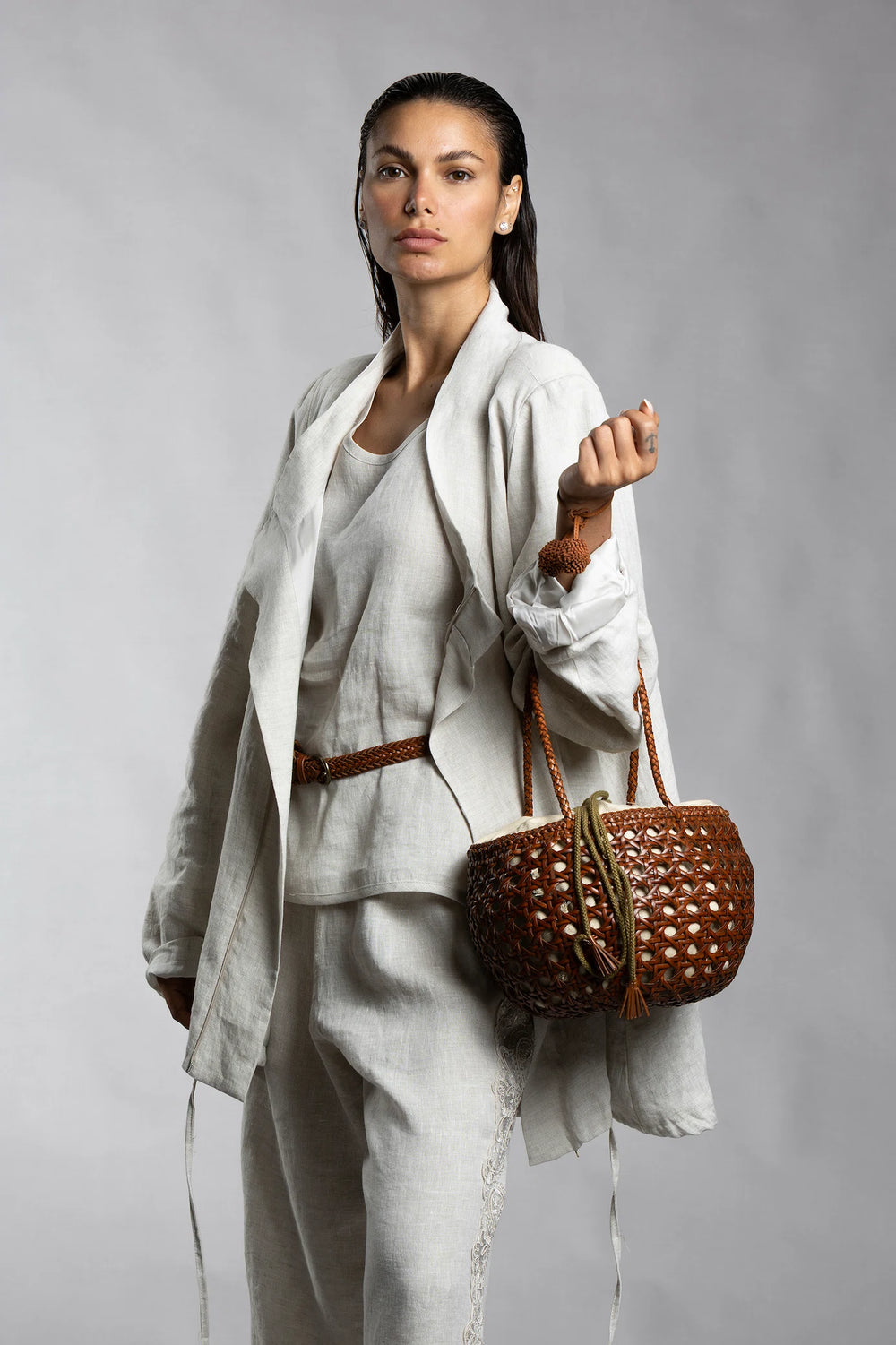 Dragon Diffusion - Juventus Tan - Woven Leather Bag Handmade