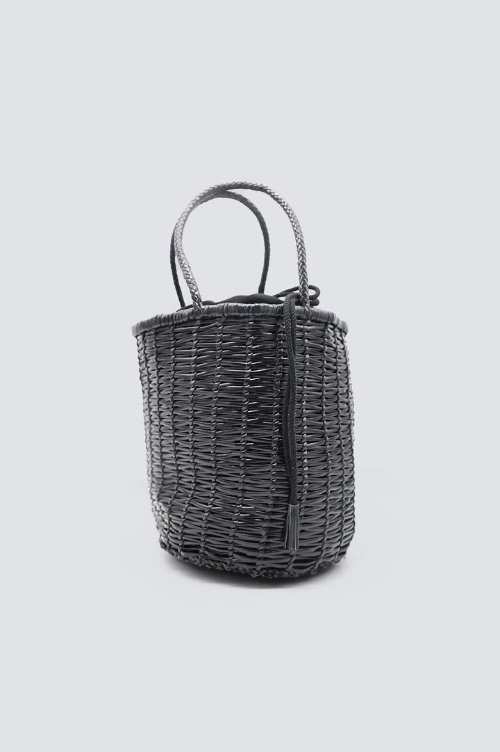 Dragon Diffusion - Woven Leather Bag  Lina Big Bucket Black