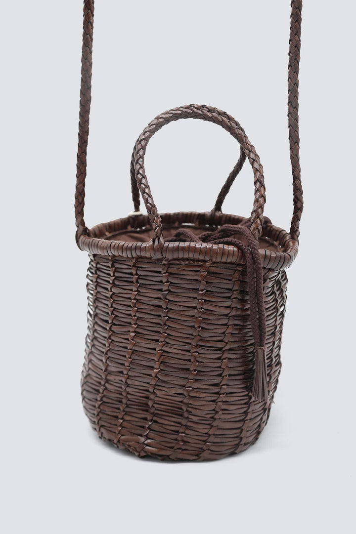 Dragon Diffusion - Woven Leather Bag - Lina Mini Dark Brown