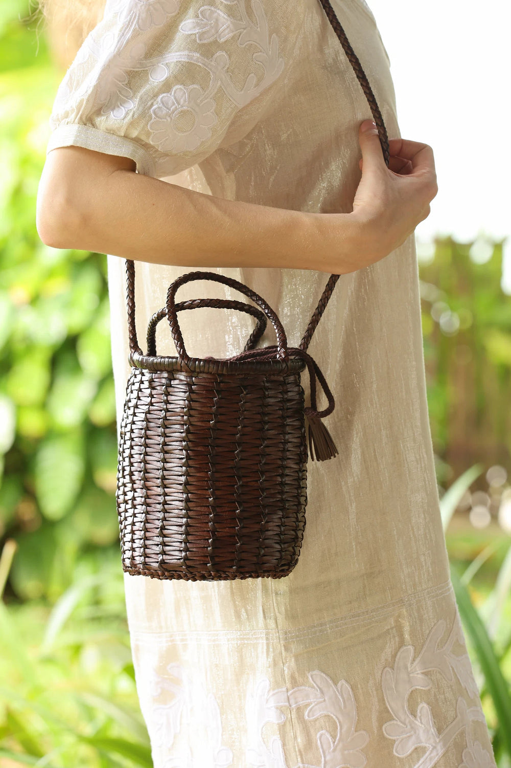 Dragon Diffusion - Woven Leather Bag - Lina Mini Dark Brown