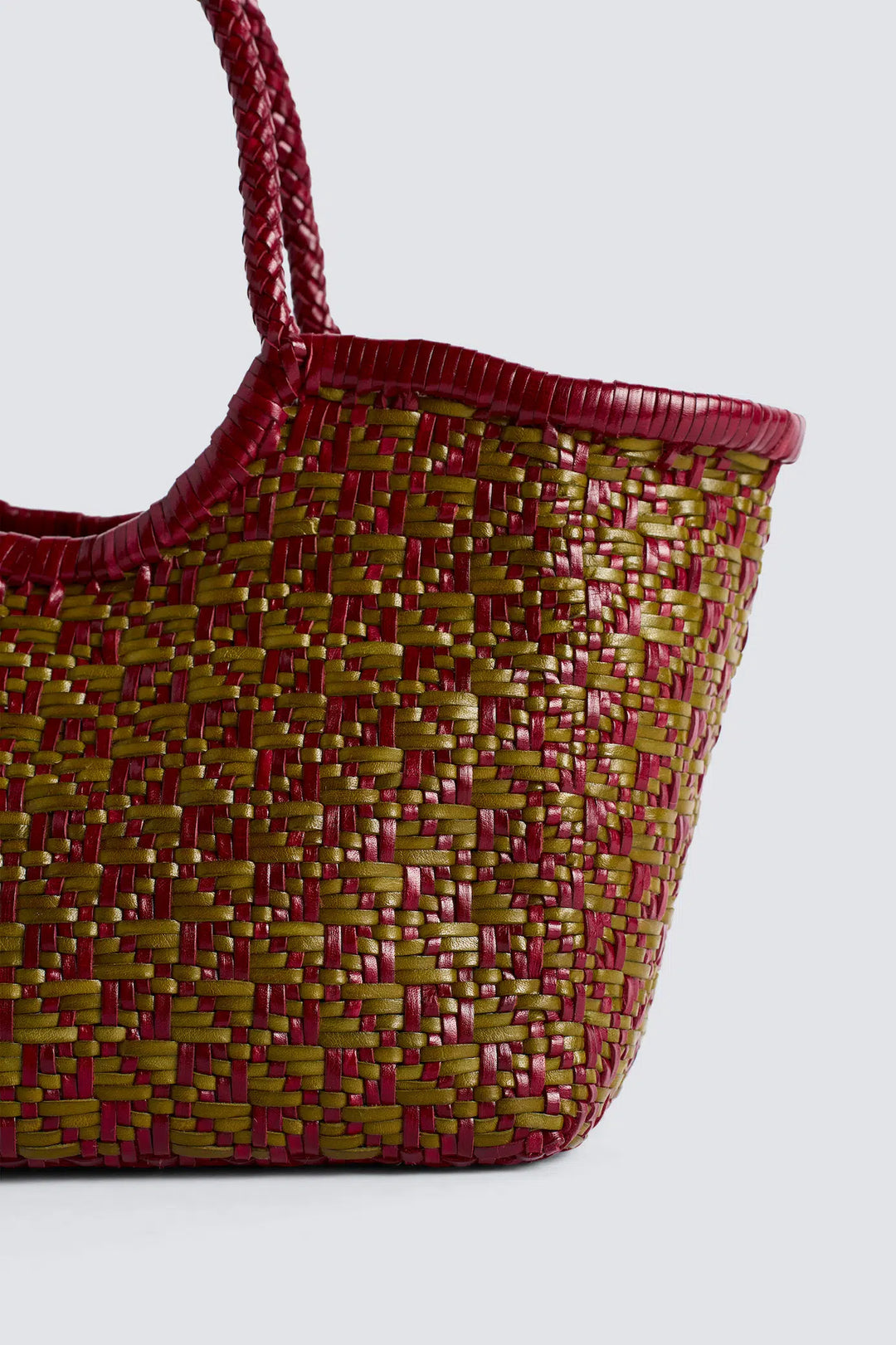 Dragon Diffusion - Maori Nantucket Small Khaki / Bordo - Woven Leather Bag Handmade