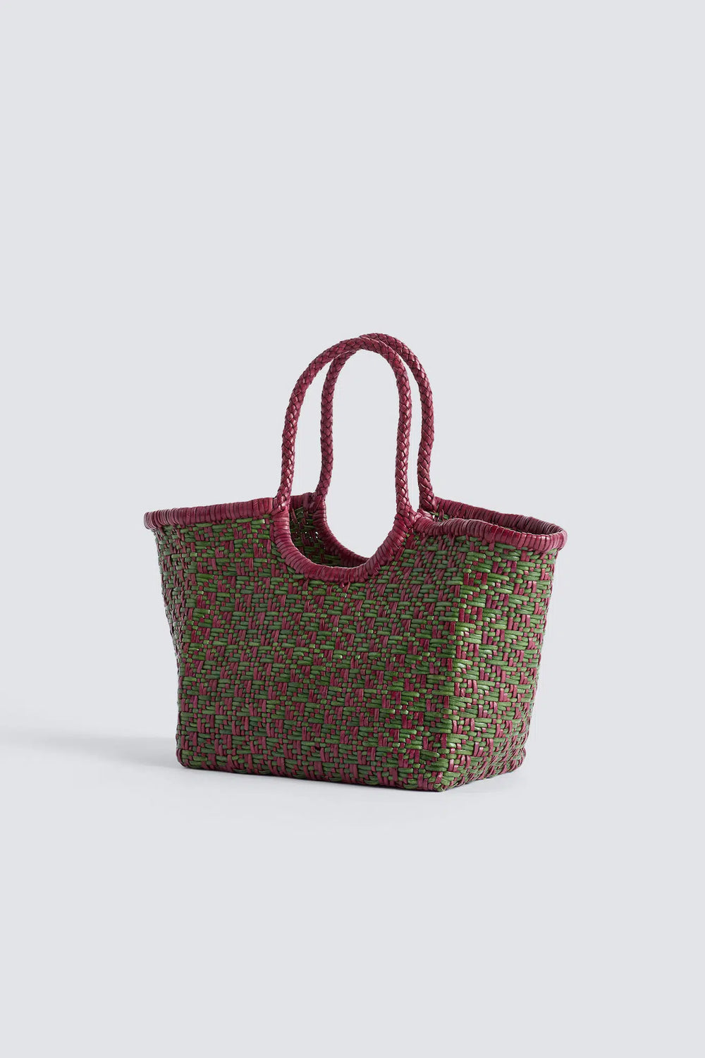 Dragon Diffusion - Maori Nantucket Small Leaf Green / Plum - Woven Leather Bag Handmade