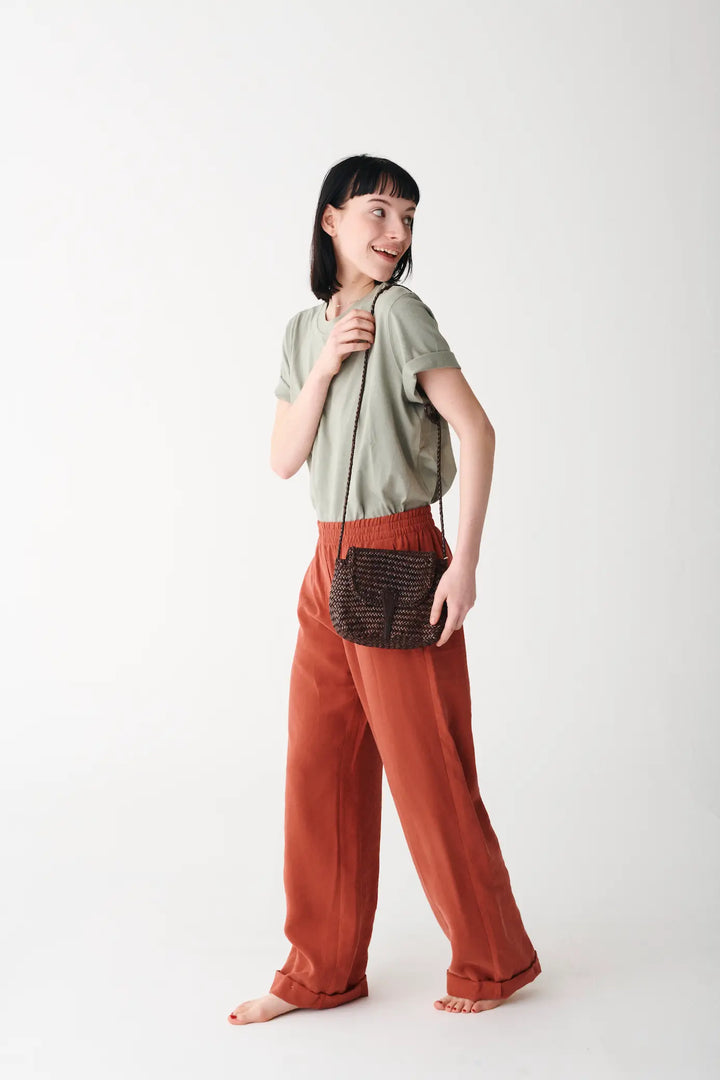 Dragon Diffusion - Mini City Bag Dark Brown - Woven Leather Bag Handmade