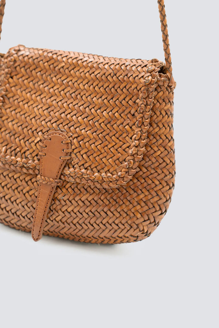Dragon Diffusion - Mini City Bag Tan - Woven Leather Bag Handmade