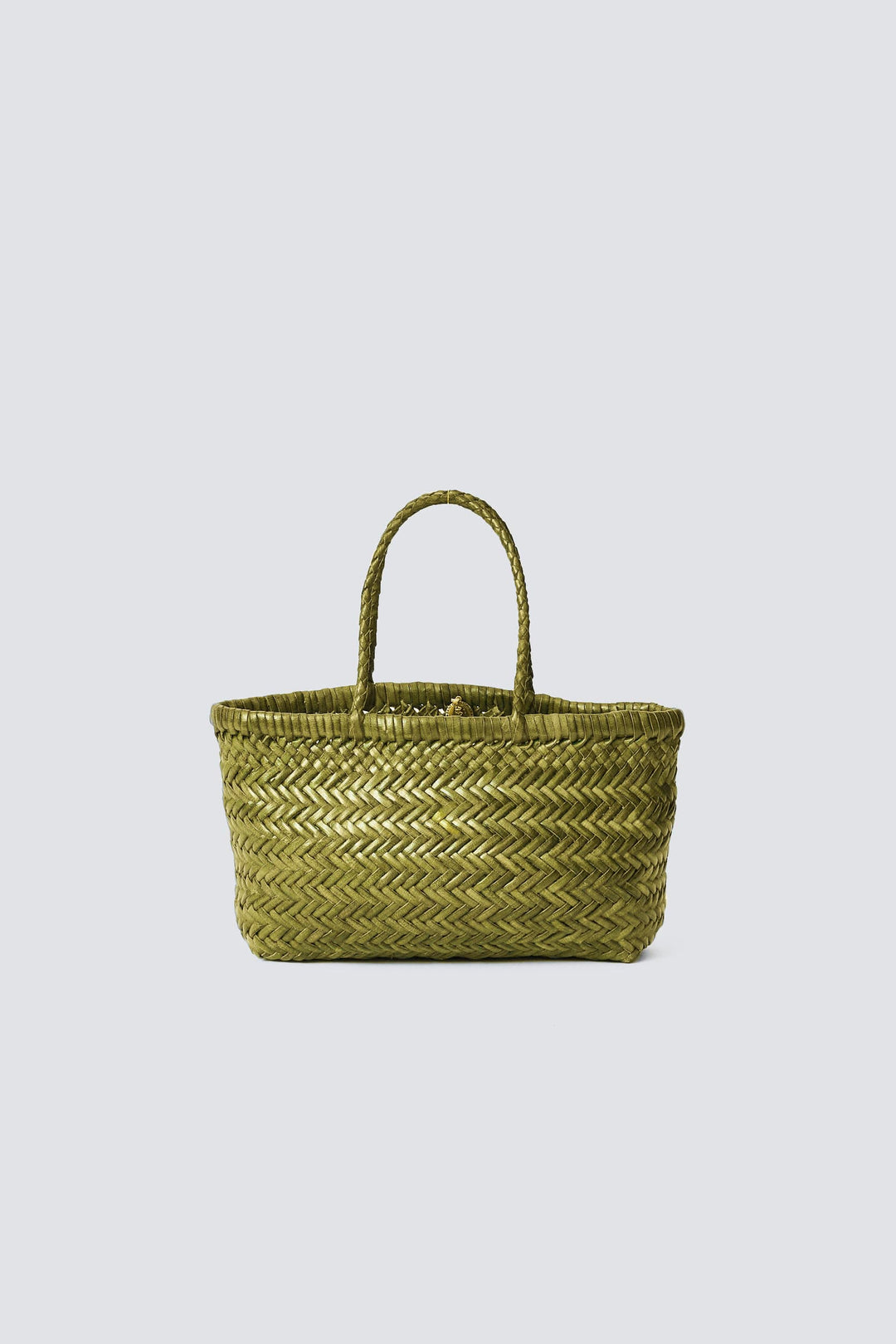 Dragon Diffusion - Woven Leather Bag - Mini Flat Gora Bamboo Green