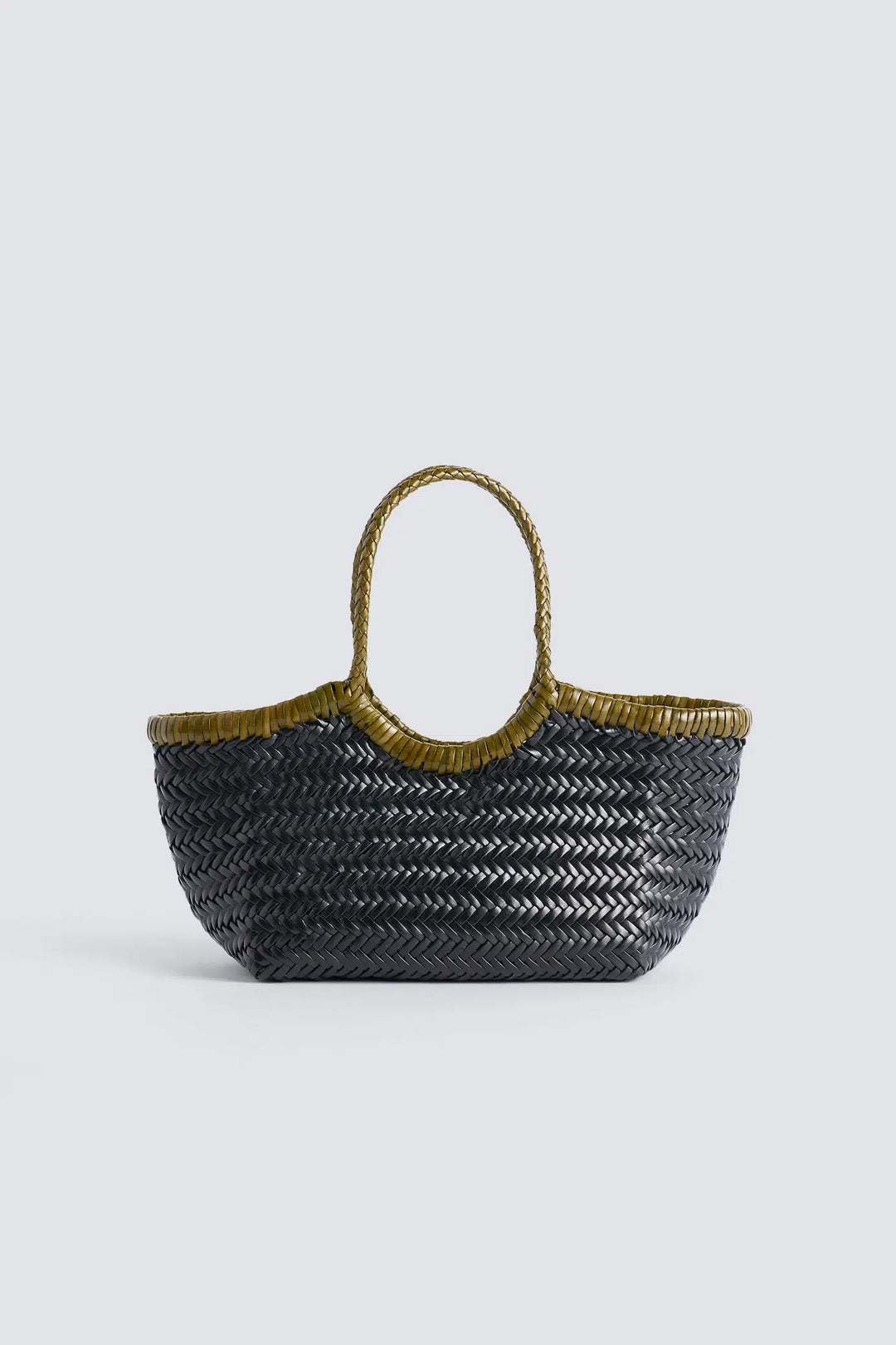 Dragon Diffusion - Nantucket Small Bi-Colour Black / Khaki - Woven Leather Bag Handmade