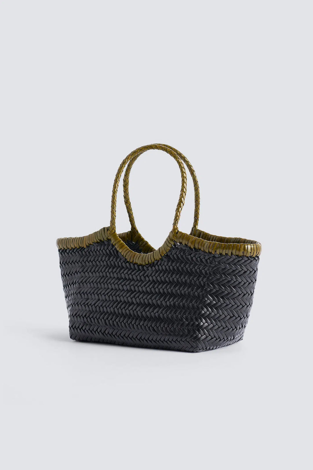 Dragon Diffusion - Nantucket Small Bi-Colour Black / Khaki - Woven Leather Bag Handmade