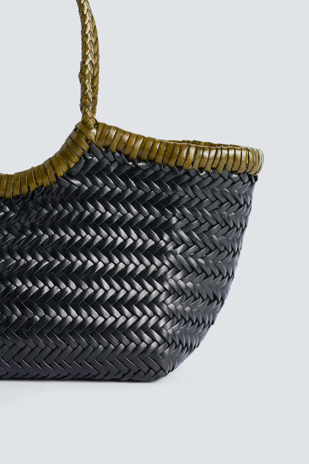 Dragon Diffusion - Nantucket Small Bi-Colour Black / Khaki - Woven Leather Bag Handmade