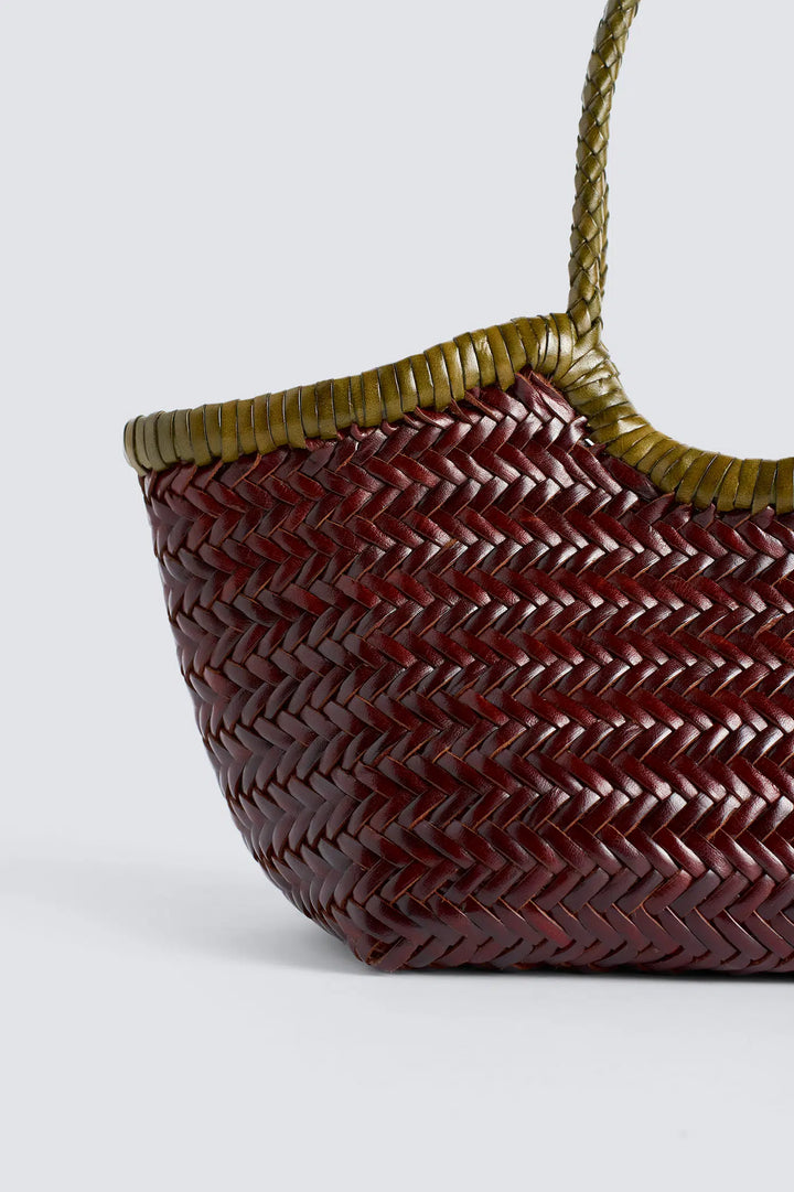 Dragon Diffusion - Nantucket Small Bi-Colour Bordo / Khaki - Woven Leather Bag Handmade