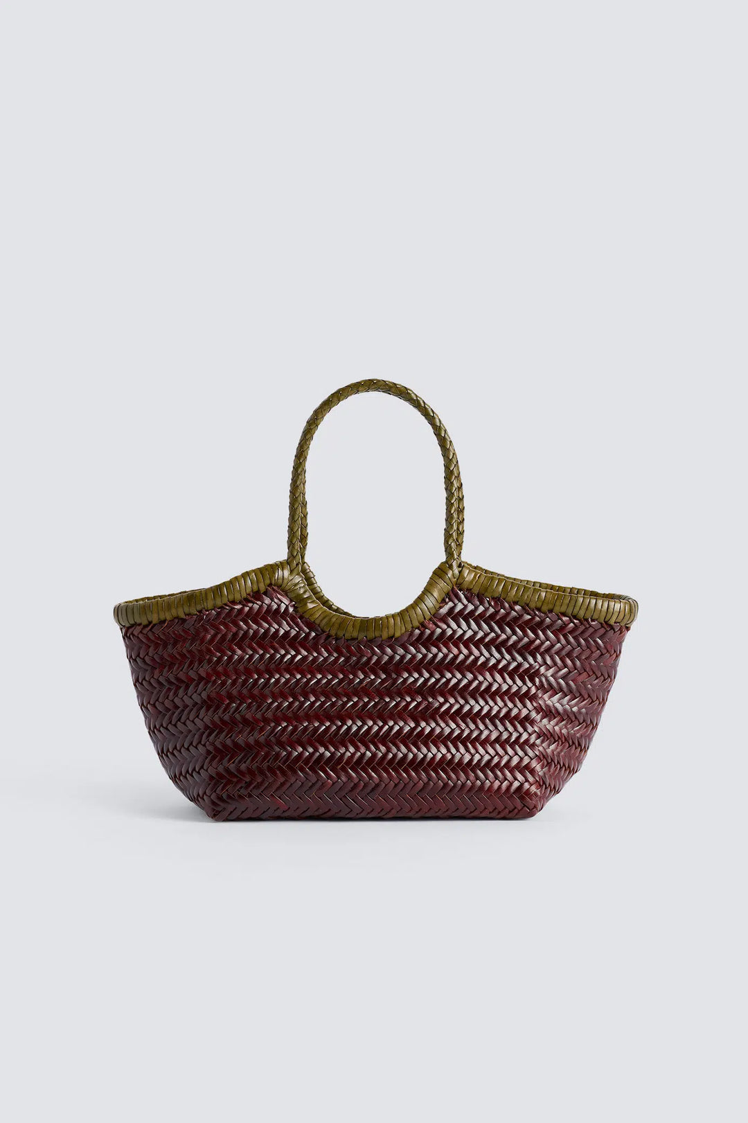 Dragon Diffusion - Nantucket Small Bi-Colour Bordo / Khaki - Woven Leather Bag Handmade