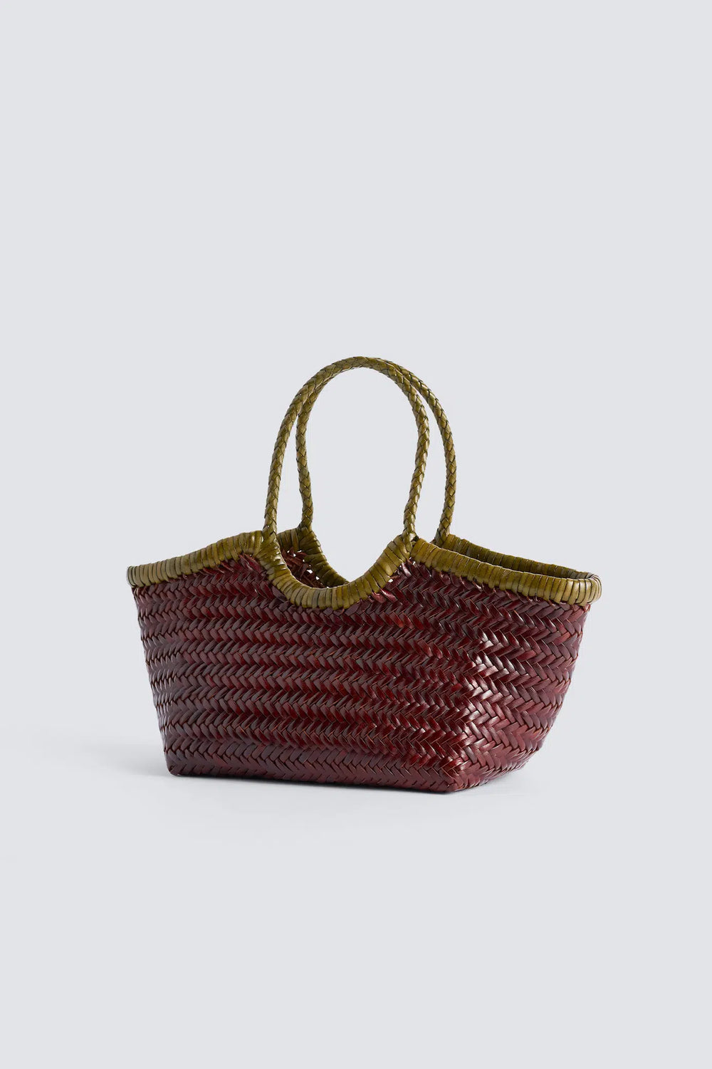 Dragon Diffusion - Nantucket Small Bi-Colour Bordo / Khaki - Woven Leather Bag Handmade