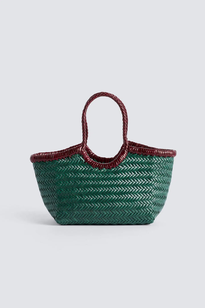 Dragon Diffusion - Nantucket Small Bi-Colour Forest / Bordo - Woven Leather Bag Handmade