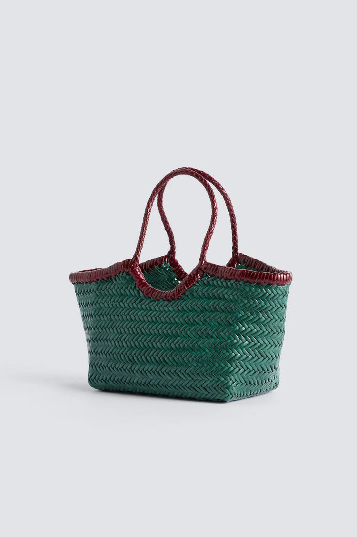 Dragon Diffusion - Nantucket Small Bi-Colour Forest / Bordo - Woven Leather Bag Handmade