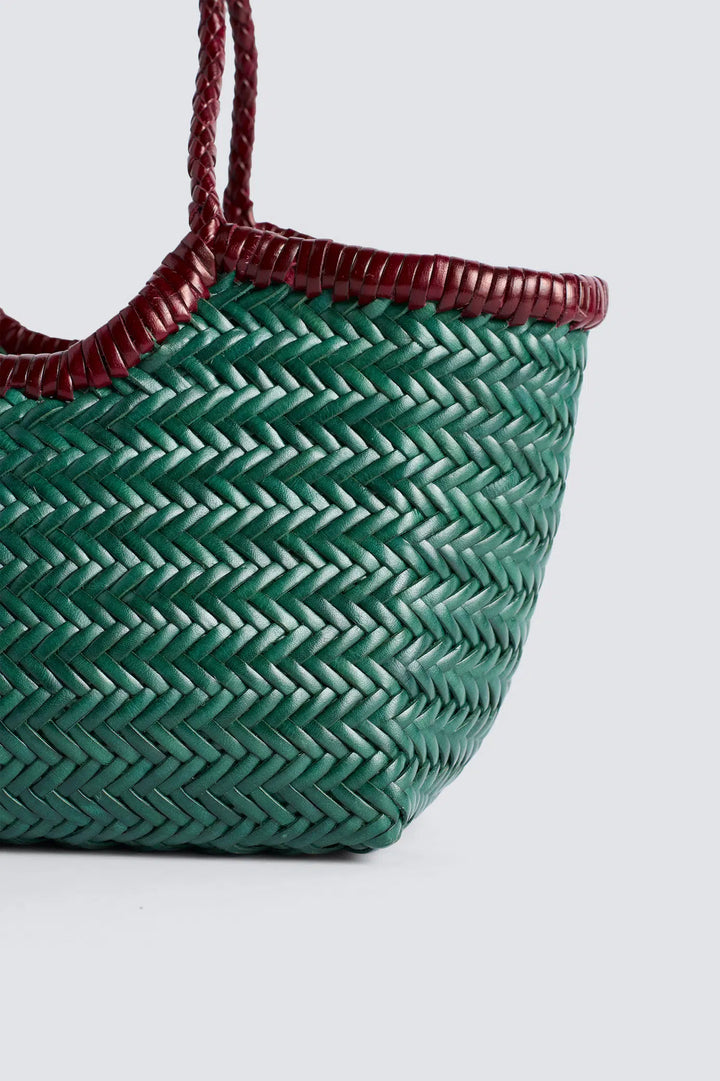 Dragon Diffusion - Nantucket Small Bi-Colour Forest / Bordo - Woven Leather Bag Handmade