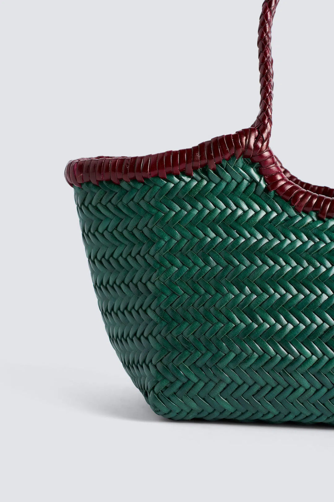 Dragon Diffusion - Nantucket Small Bi-Colour Forest / Bordo - Woven Leather Bag Handmade