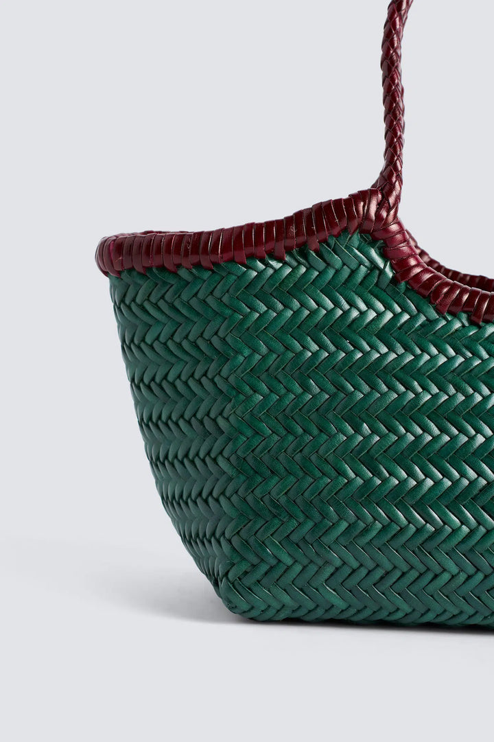 Dragon Diffusion - Nantucket Small Bi-Colour Forest / Bordo - Woven Leather Bag Handmade