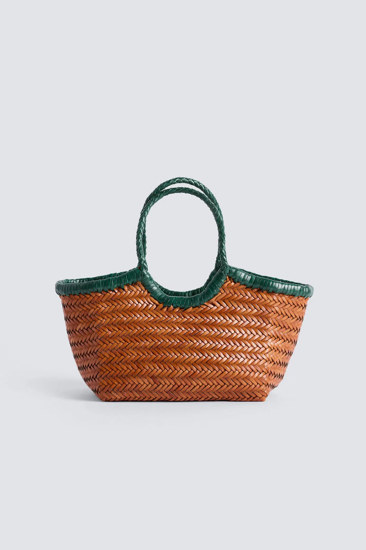 Dragon Diffusion - Nantucket Small Bi-Colour Tan / Forest - Woven Leather Bag Handmade