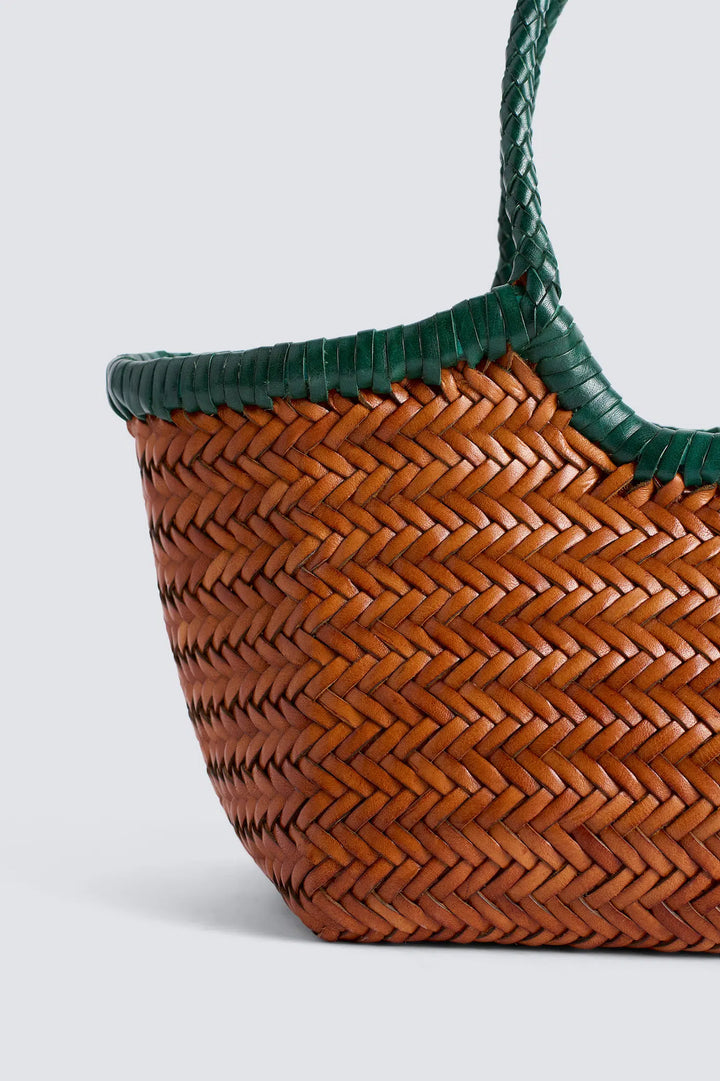Dragon Diffusion - Nantucket Small Bi-Colour Tan / Forest - Woven Leather Bag Handmade