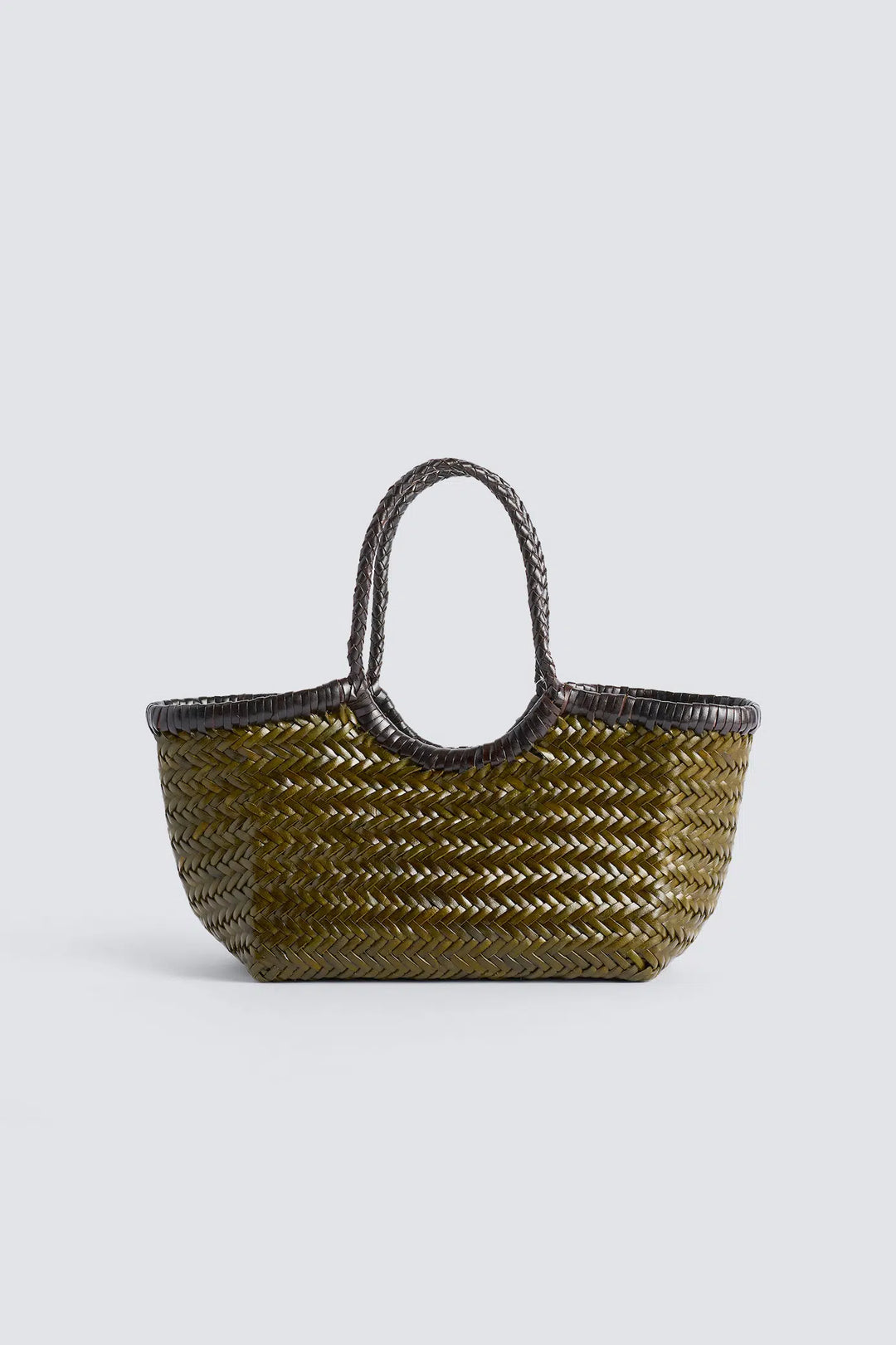 Dragon Diffusion - Nantucket Small Bi-Colour Khaki / Dark Brown - Woven Leather Bag Handmade